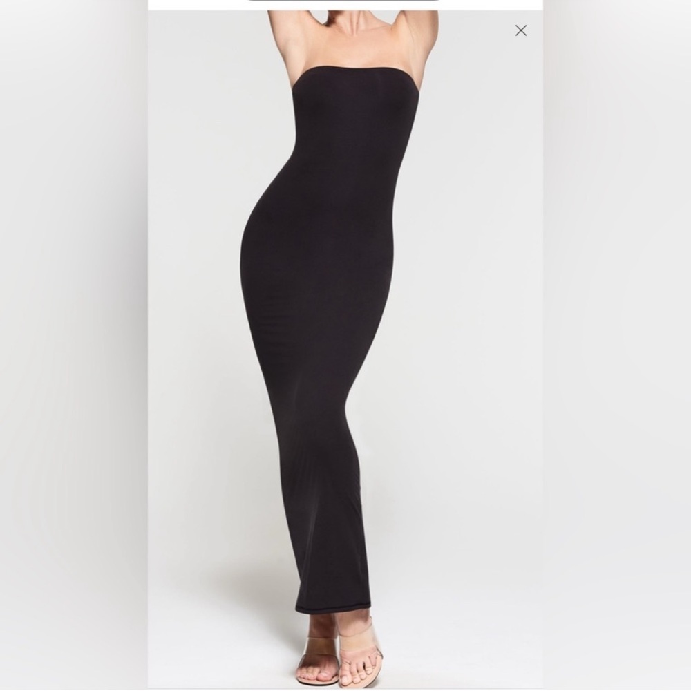 SKIMS Black Strapless Tube Maxi Dress